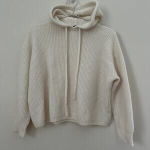 QUINCE 100% Cashmere Cream Hooded Sweater Size L